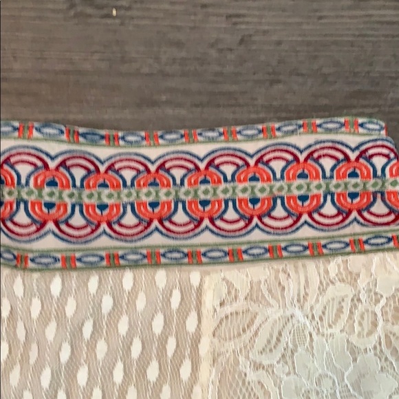 SOLD - Cream Asymmetrical Lace Midi Skirt - Picture 2 of 4